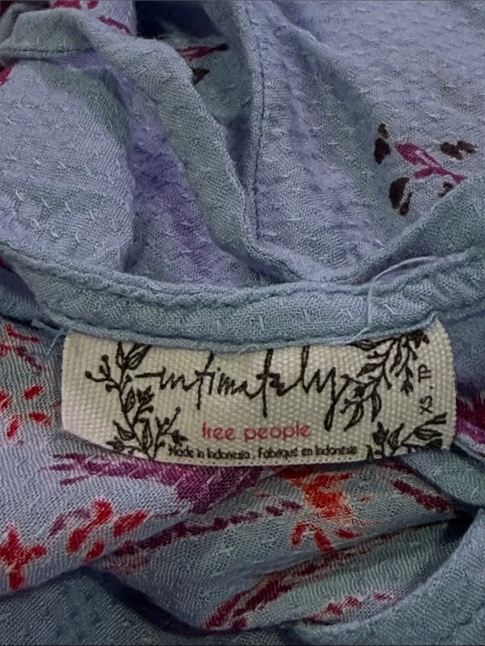 Free People Pale Blue Maxi Dress with Pink & Red Floral Embroidery - Picture 2 of 5
